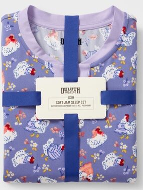 Duluth Trading Co Lavender chicken print 🐓 Two-Piece Pajama Set ,